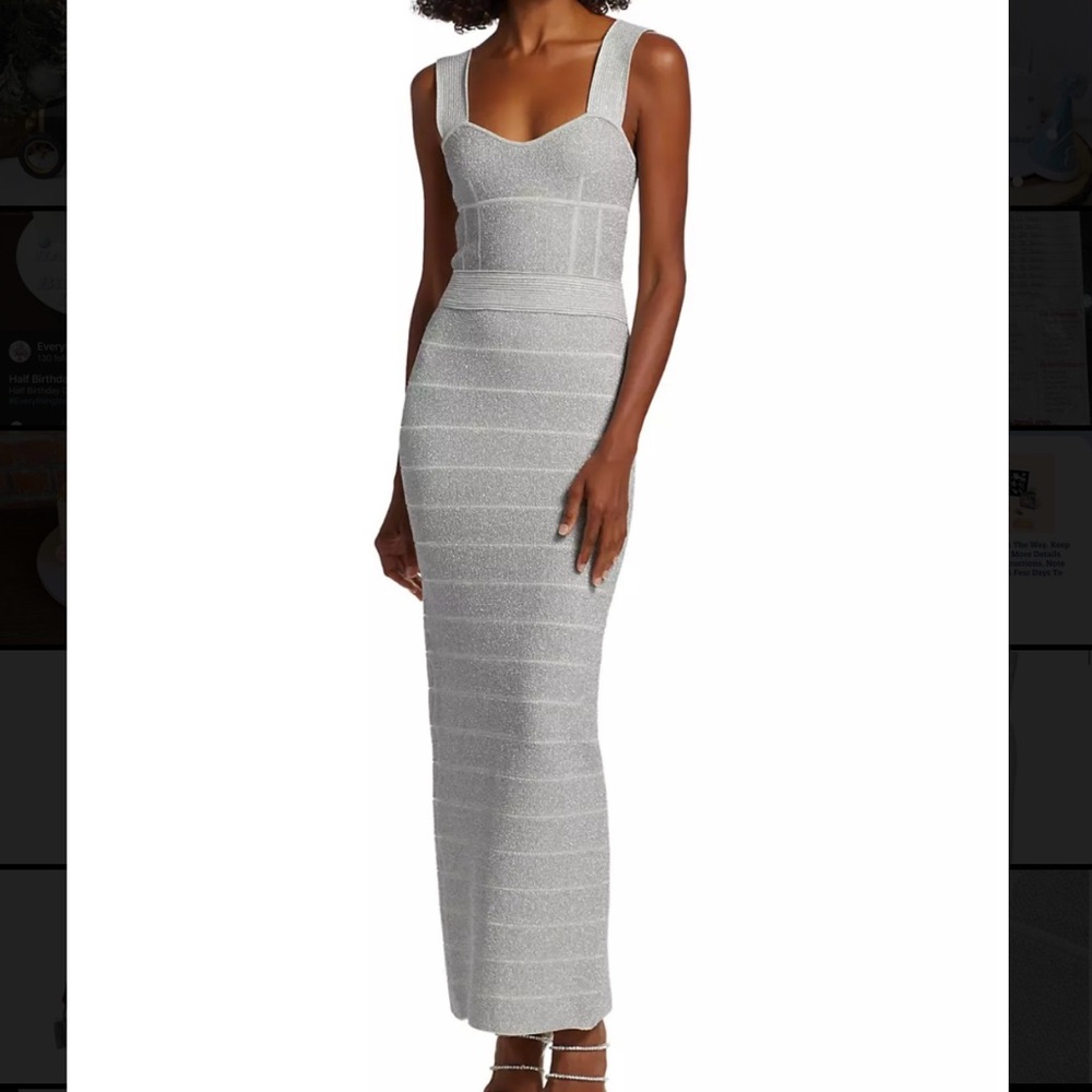 Hervé Léger's Textured Metallic Sleeveless Dress